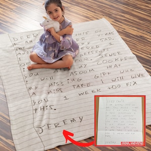 Personalizado com seu cobertor de carta de amor manuscrita, presente personalizado, presente de aniversário, presente memorial, cobertor de carta, presente de caligrafia