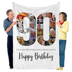 Custom 90th Birthday Blanket Gift | Custom Grandpa Blanket | Personalized Grandma Gift | 90 Years Old Grandparent Blanket Gift