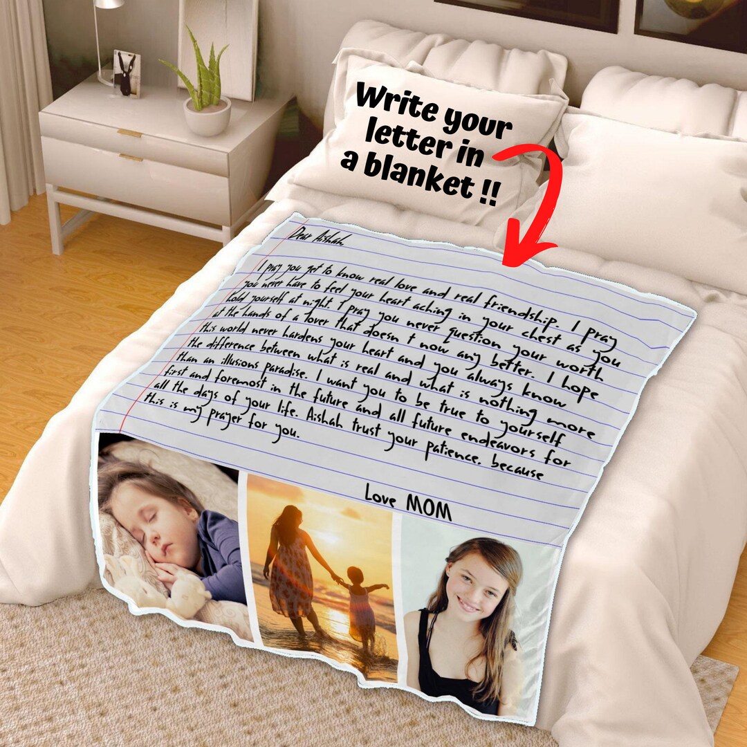 Customized Love Letter Blanket W/ Pictures Blanket, Gift for Husband