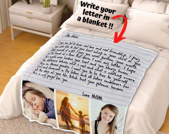 Individuelle Liebesbrief Decke mit Bilder Decke, Geschenk für Mann, Geschenk für Frau, Brief Decke, personalisiertes Geschenk, Brief Decke Geschenk