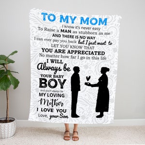 Personalized &#39;To My Mom&#39; Velveteen Blanket: Gift from Son