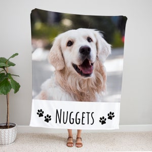 Manta personalizada con foto de mascota: Manta de terciopelo con nombre de perro personalizado
