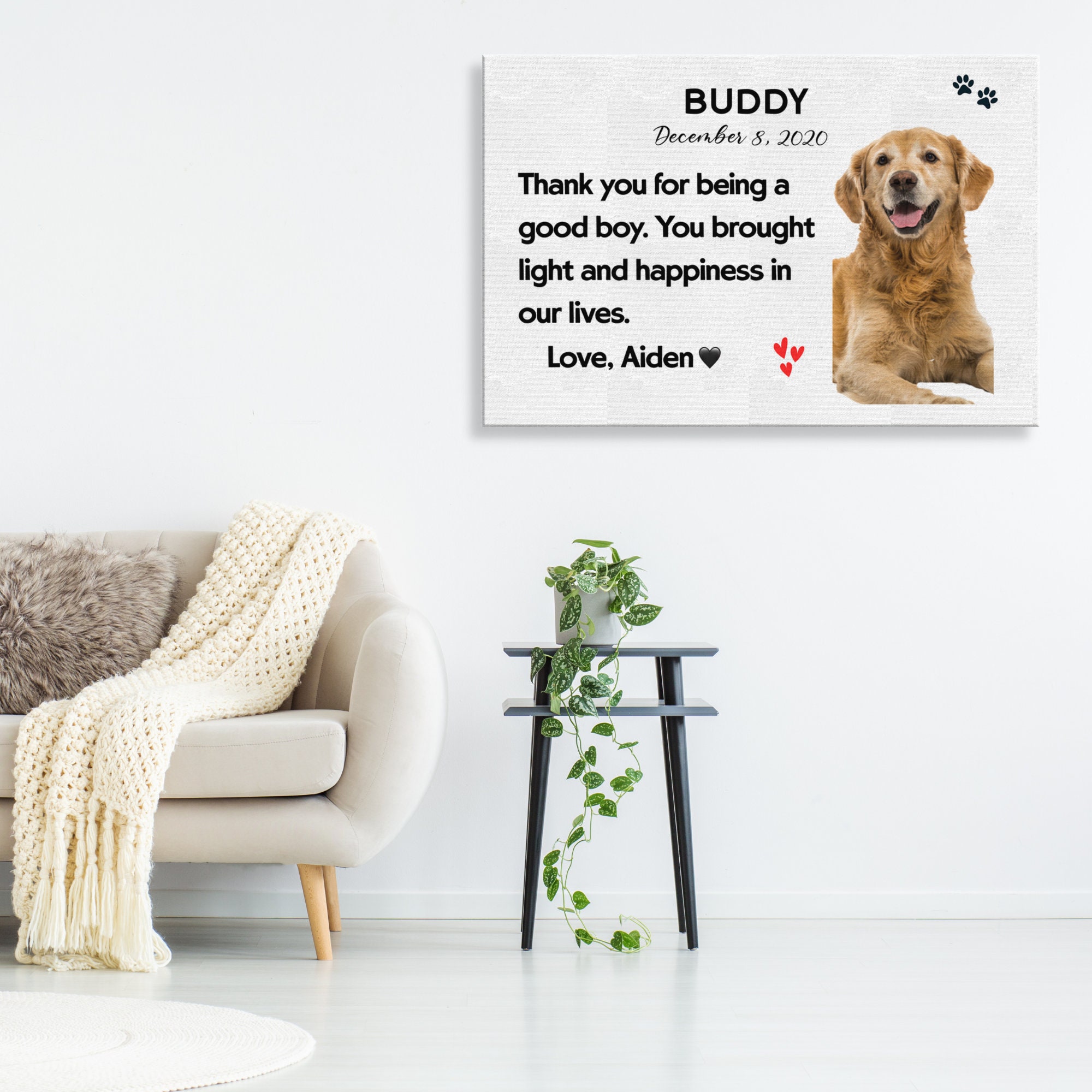 Personalized Dog Memorial Wall Art Custom Name Text Photo Etsy UK