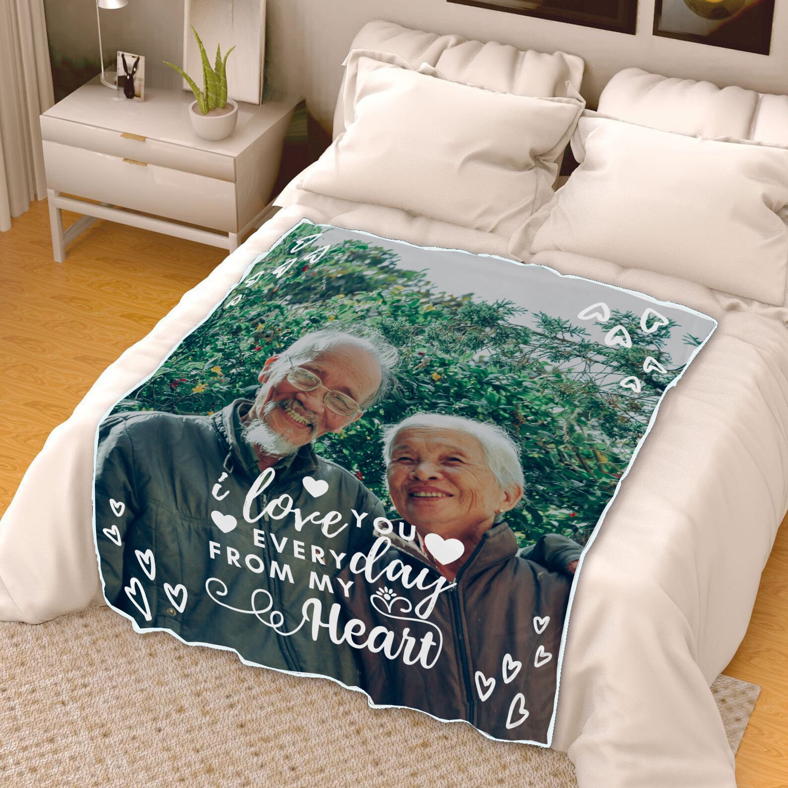Custom Photo Blanket I Love You Everyday From My Heart Etsy