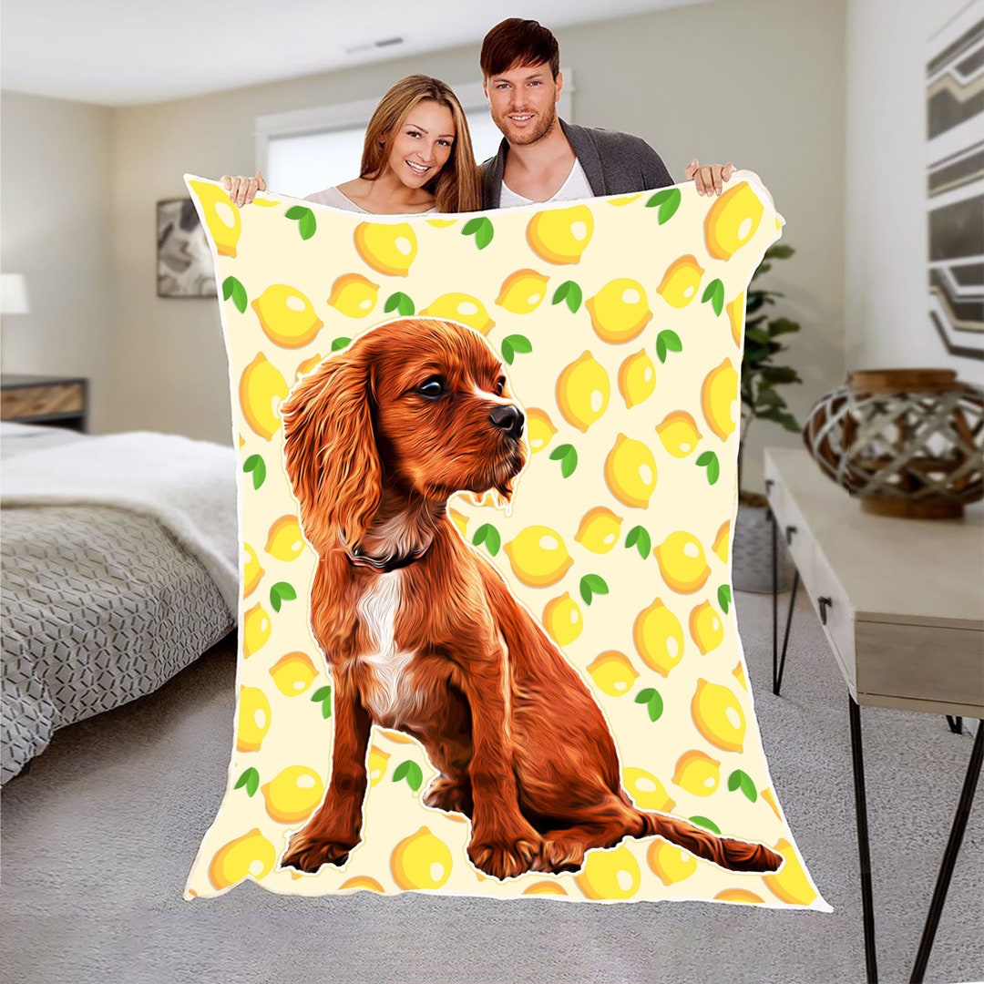 Your Dog on A Blanket Personalized Pet Photo Blanket Gift Custom
