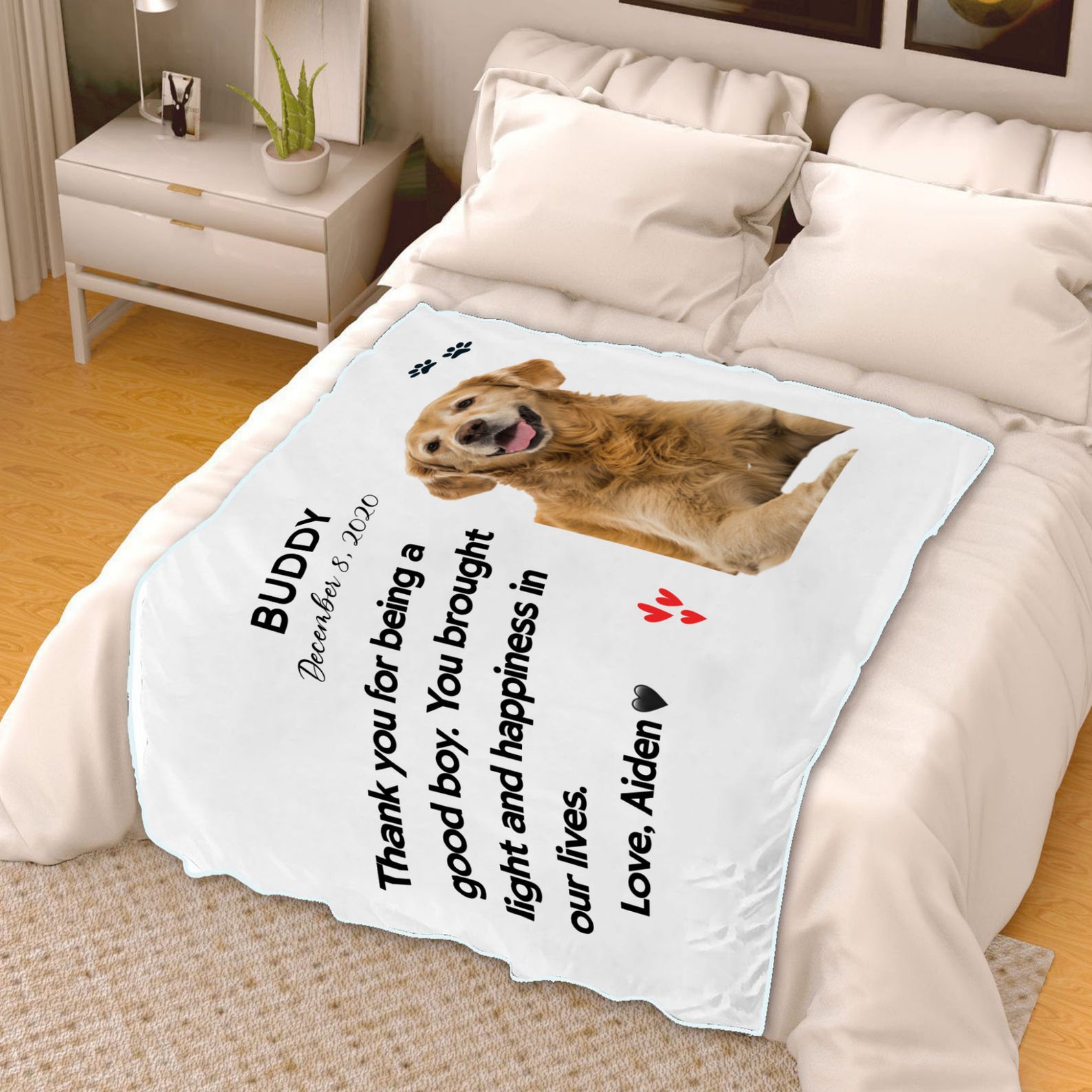 Personalized Dog Memorial Blanket Custom Name Text Photo Dog Etsy