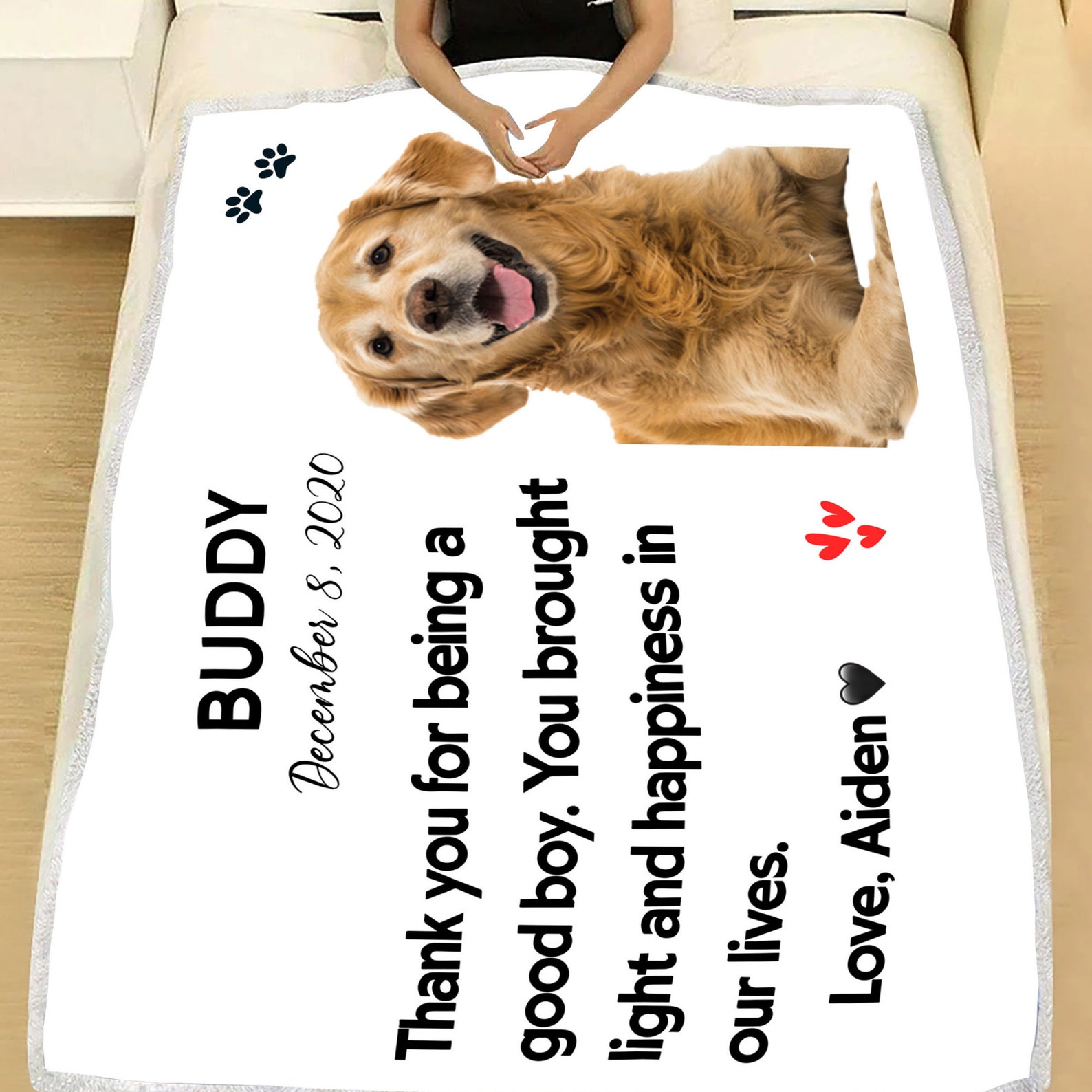 Personalized Dog Memorial Blanket Custom Name Text Photo Dog Etsy