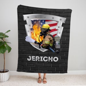 Personalized Firefighter Blanket | Custom Name Blanket | Firefighter Gift | Personalized Name Blanket | Gift For Dad | Birthday Gift