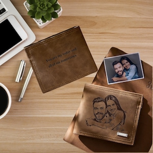 Personalisierte Brieftasche mit Gravur, Benutzerdefiniertes Bild, benutzerdefinierter Text, benutzerdefiniertes Foto, gravierte Brieftasche, benutzerdefinierte Geschenk, benutzerdefinierte Brieftasche für Männer, Geschenk für ihn, Papa