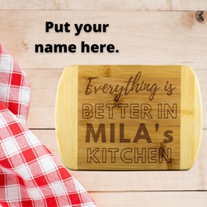 Personalized Bamboo Cutting Board: Round Edge Kitchen Decor