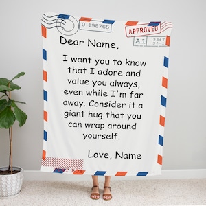 Manta de correo aéreo personalizada, manta de carta, manta de carta de amor, carta personalizada, regalo de carta de amor, nombre personalizado, manta personalizada