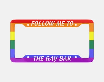 Follow Me To The Gay Bar nummerplaatlijst: regenboog autodecor