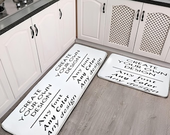 Custom Non-slip kitchen mat set, two-piece flannel rug for sink & kitchen floor