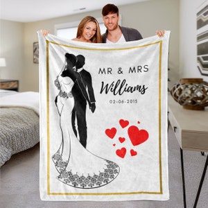 Personalized Wedding Blanket: Custom Name & Date Velveteen Throw