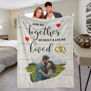 Personalized Photo Anniversary Blanket: Custom Couple Gift