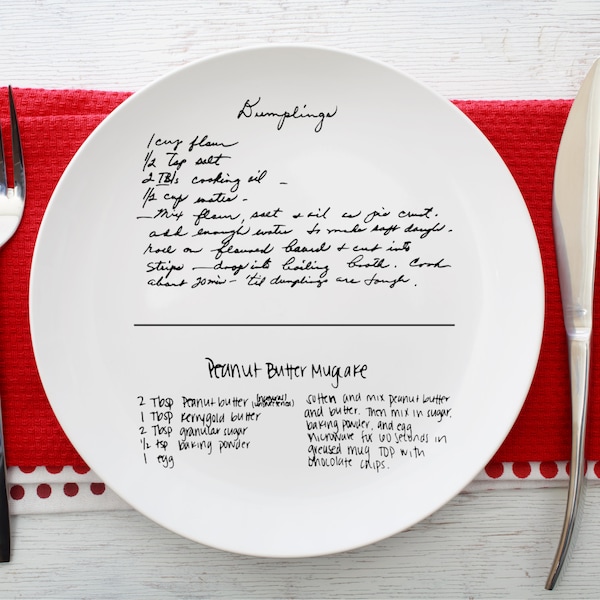 Handwritten Recipe Photo Personalized Picture Plate  Image on Plate Picture Recipe Picture on Plate Kitchen Gift For Mom Gift For Grandma