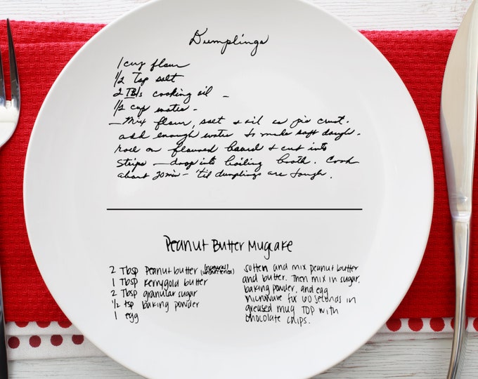 Personalized Handwritten Recipe Plate: Photo Picture Plate, Kitchen Gift