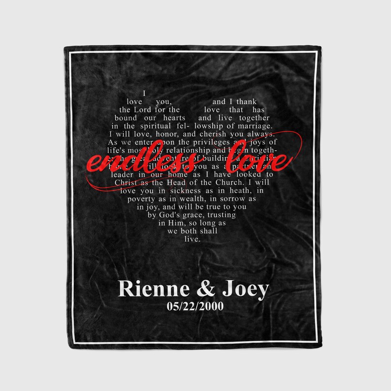 Mr and Mrs Personalized Blanket Wedding Vows Blanket His Etsy