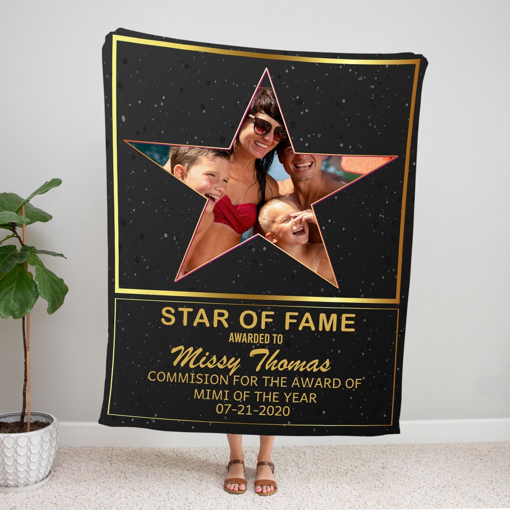Star Of Fame Photo Blanket, Mom Blanket, Family Blanket, Photo Blanket, Personalized Gift, Grandma Blanket, Mom Gifts, Picture Blanket Moderndaydecors