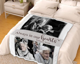 Personalisierte Erinnerungsdecke mit Fotoname und Zitat, Beileidsgeschenk, Trauergeschenk, In liebevoller Erinnerung, Fotodecke, Erinnerungsdecke