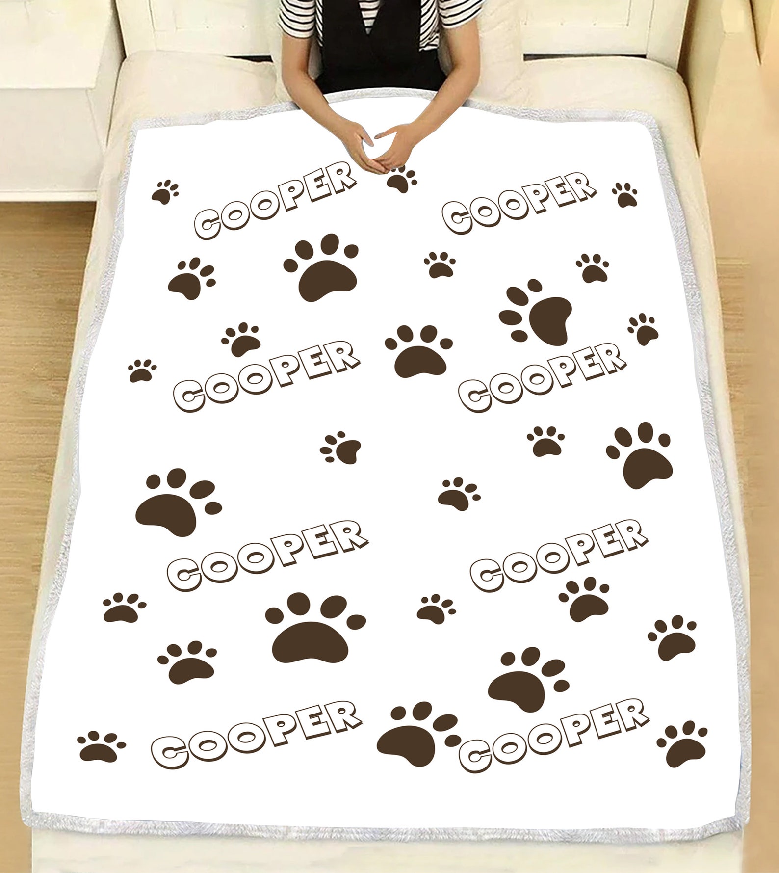 Dog Paw Blanket Personalized Pet Photo Blanket Gift Custom Etsy