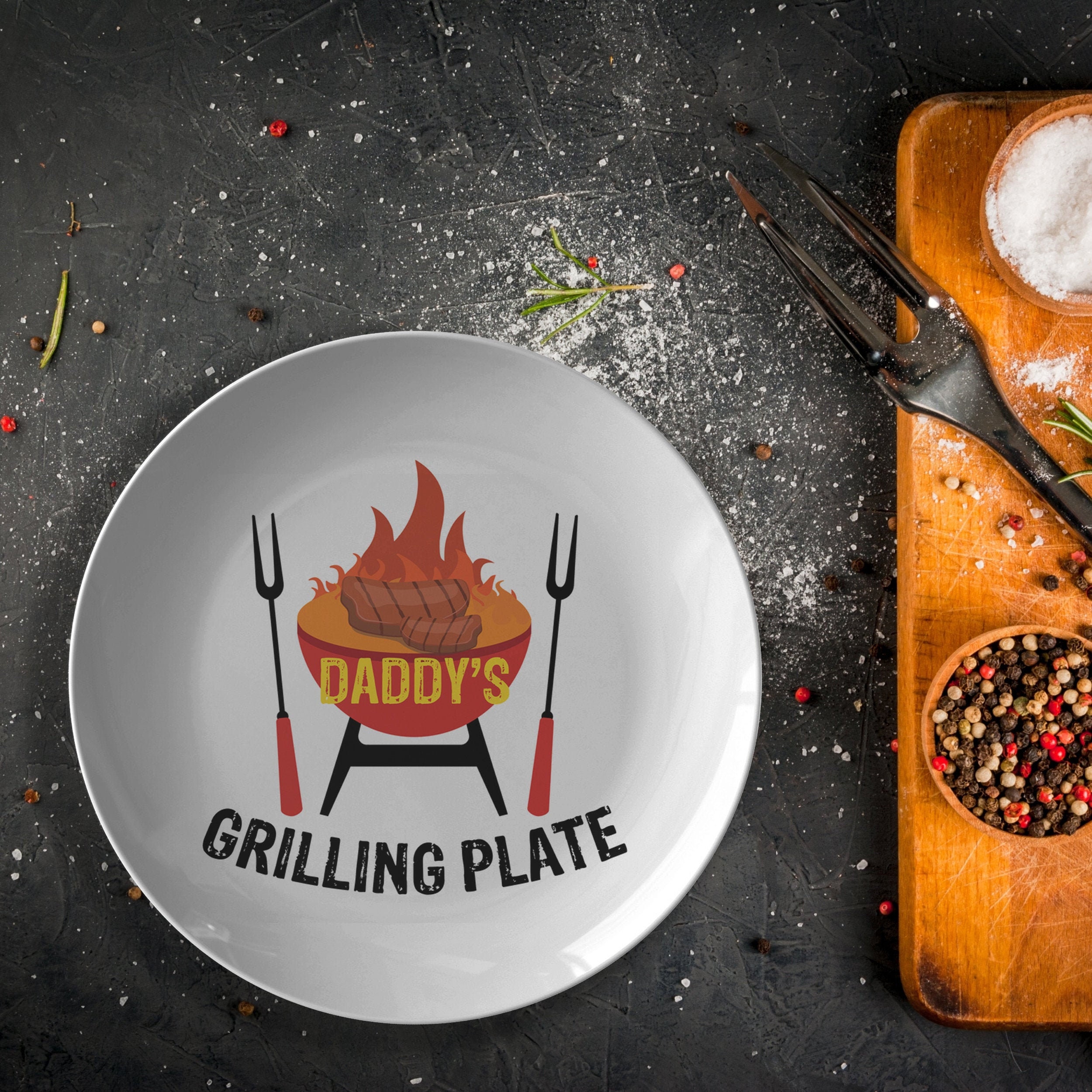 Daddy's Grilling Plate BBQ Plate Barbeque Dad's Etsy