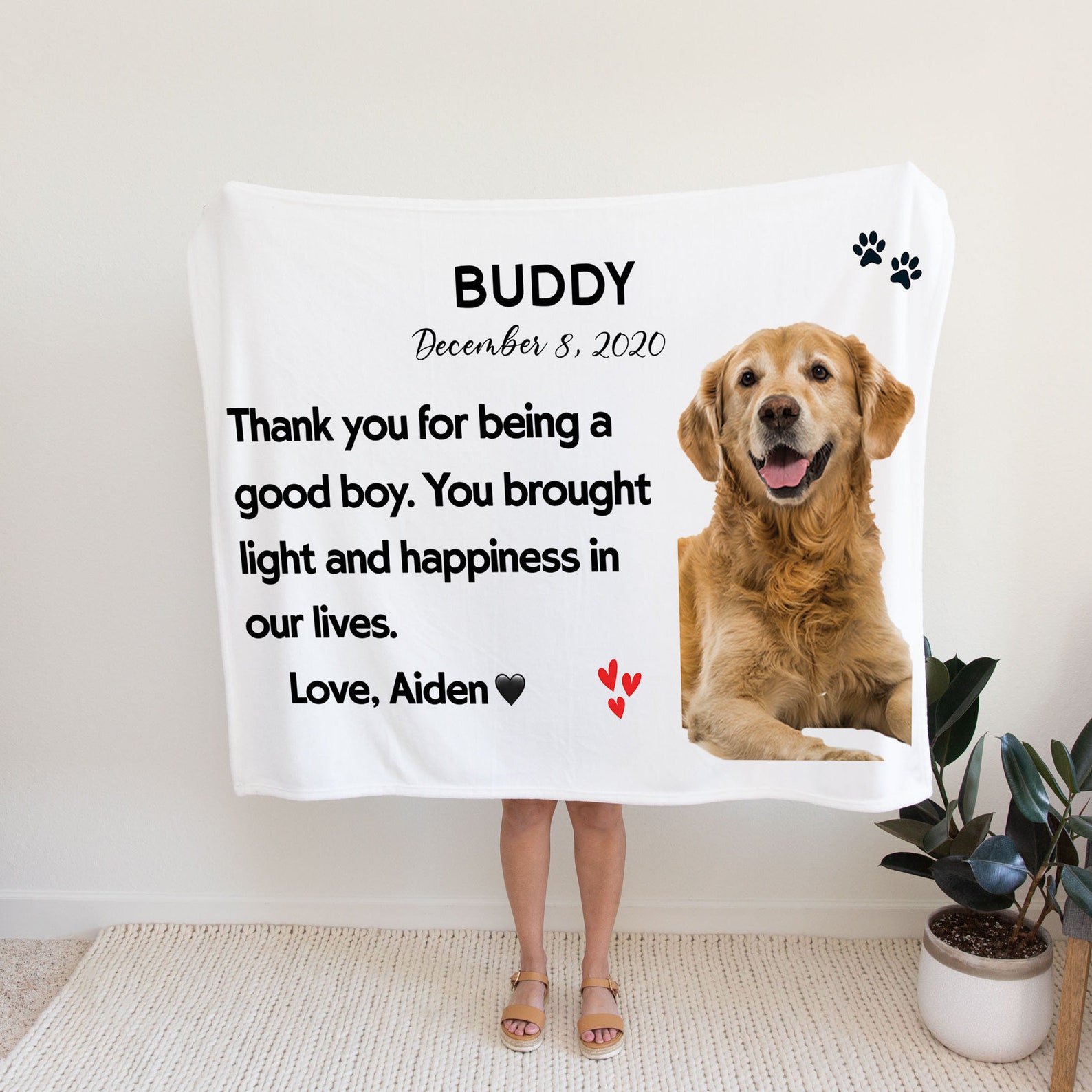 Personalized Dog Memorial Blanket Custom Name Text Photo Dog Etsy