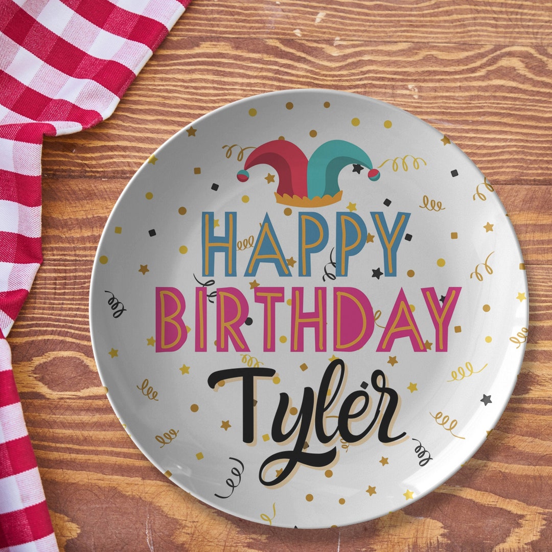 Happy Birthday Name Plate, Custom Name, Birthday Plate, Birthday Plates