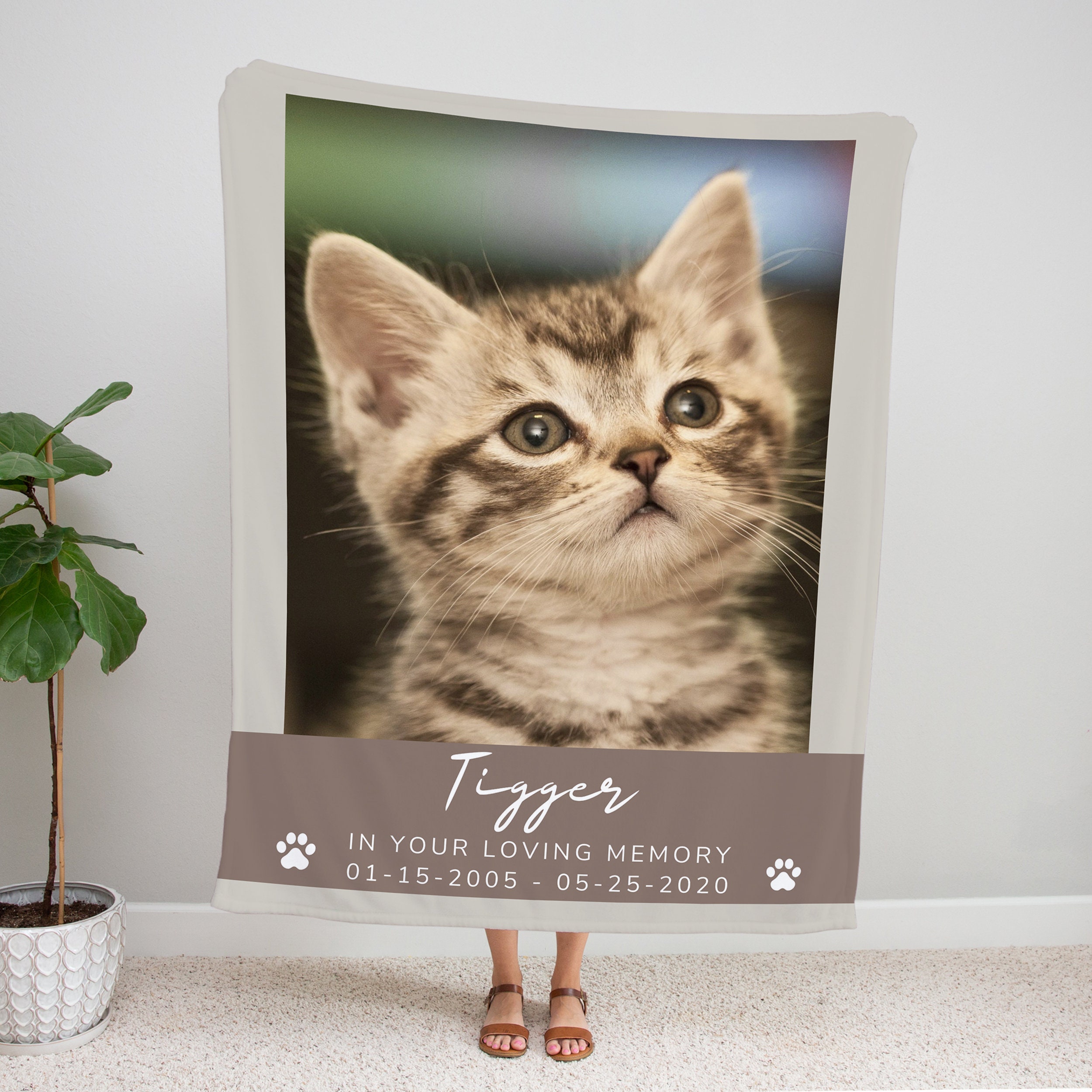 Custom Memorial Photo Blanket Cat Loss Gift Custom Blanket Etsy UK