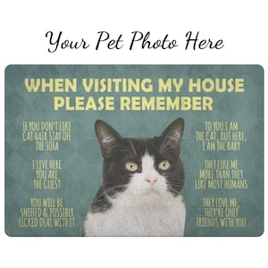 When Visiting My House Please Remember Doormat, Custom Doormat, Personalized Pet Mat, Cat Doormat, dog welcome mat, funny welcome mat