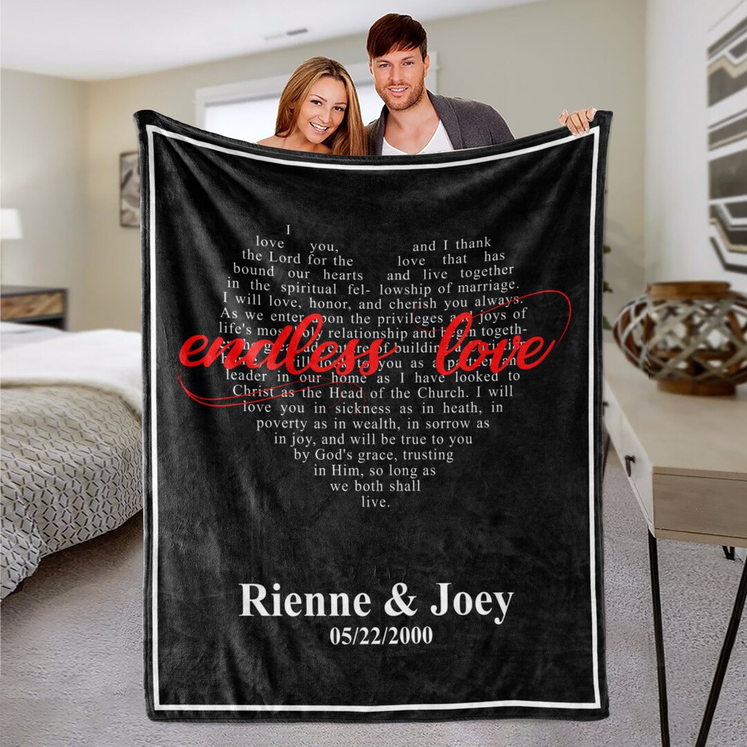 Mr and Mrs Personalized Blanket Wedding Vows Blanket His Etsy