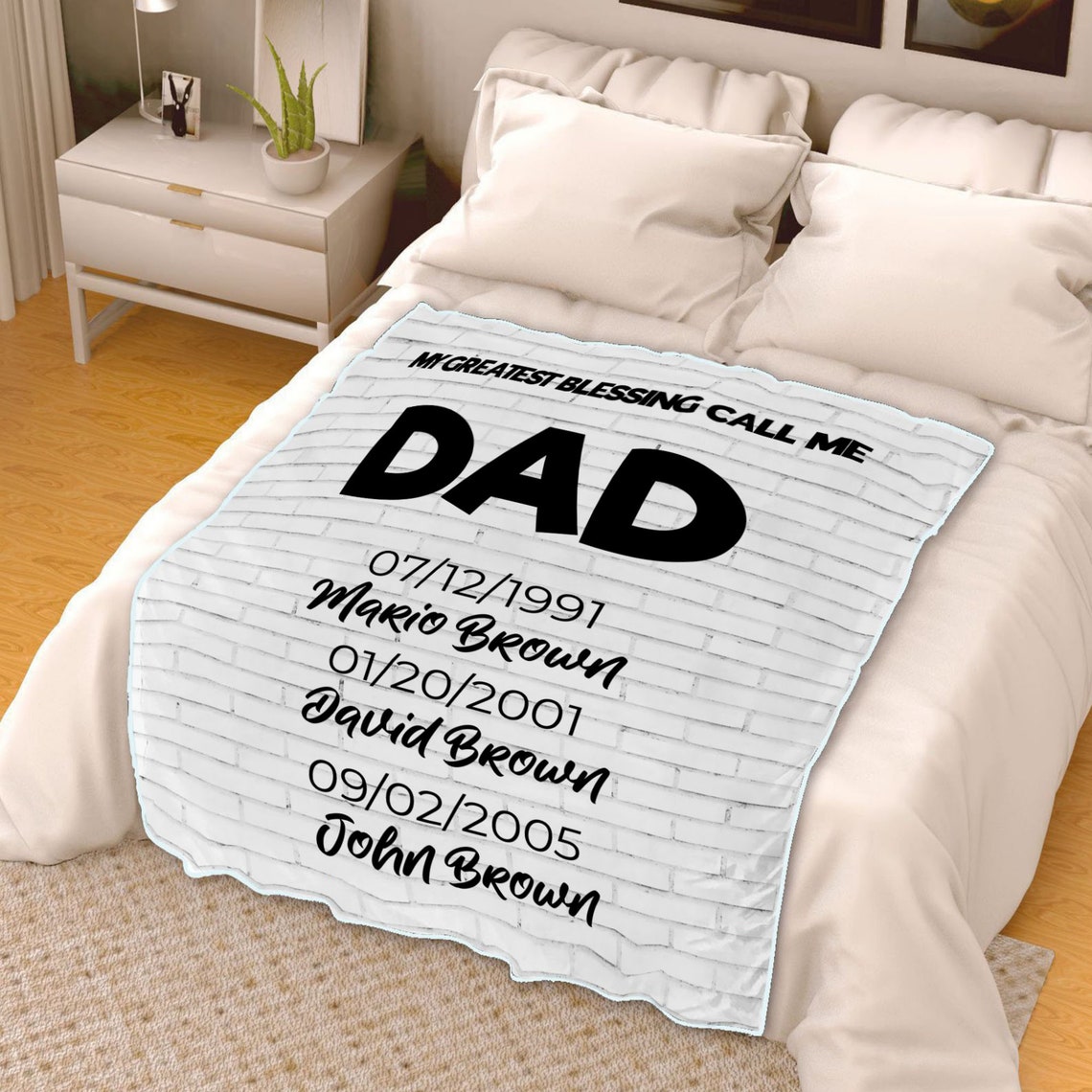 Custom Dad Blanket Gift Custom Name Blanket Custom Kids Etsy
