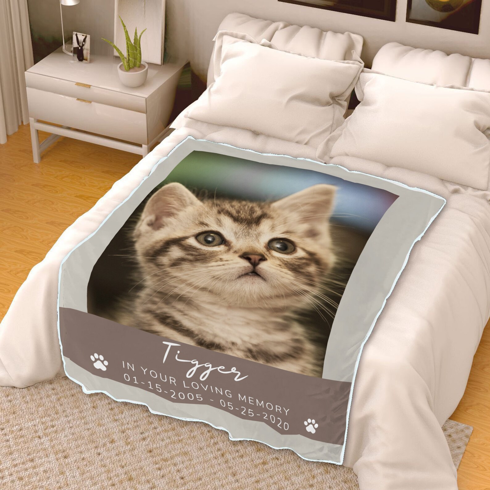 Custom Memorial Photo Blanket Cat Loss Gift Custom Blanket Etsy UK
