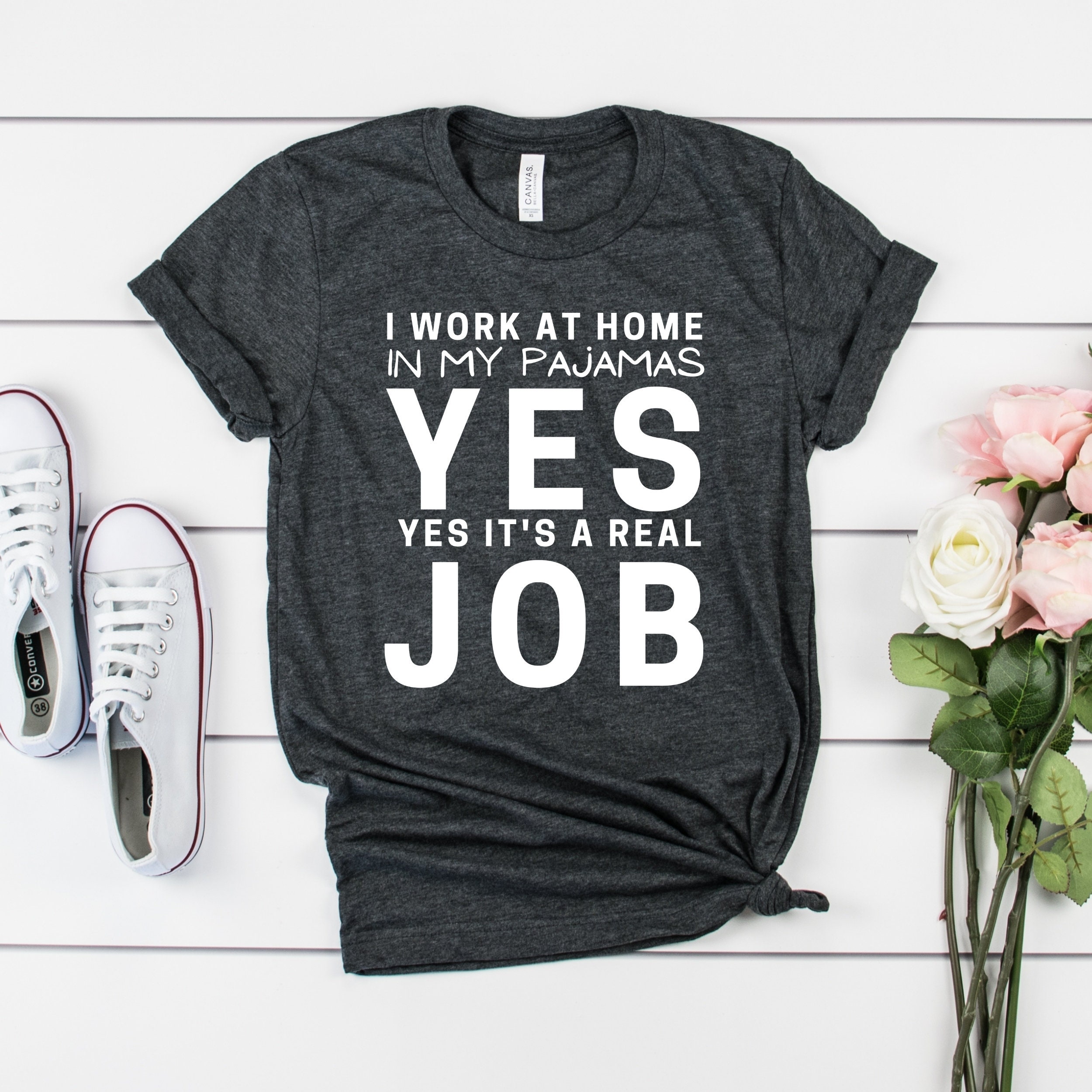 I Work At Home In My Pajamas Yes It's a Real Job Funny | Etsy