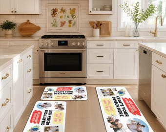 Custom Diatomaceous Earth Bath Mat and Kitchen Rugs, 3-Piece Set for Home Decor