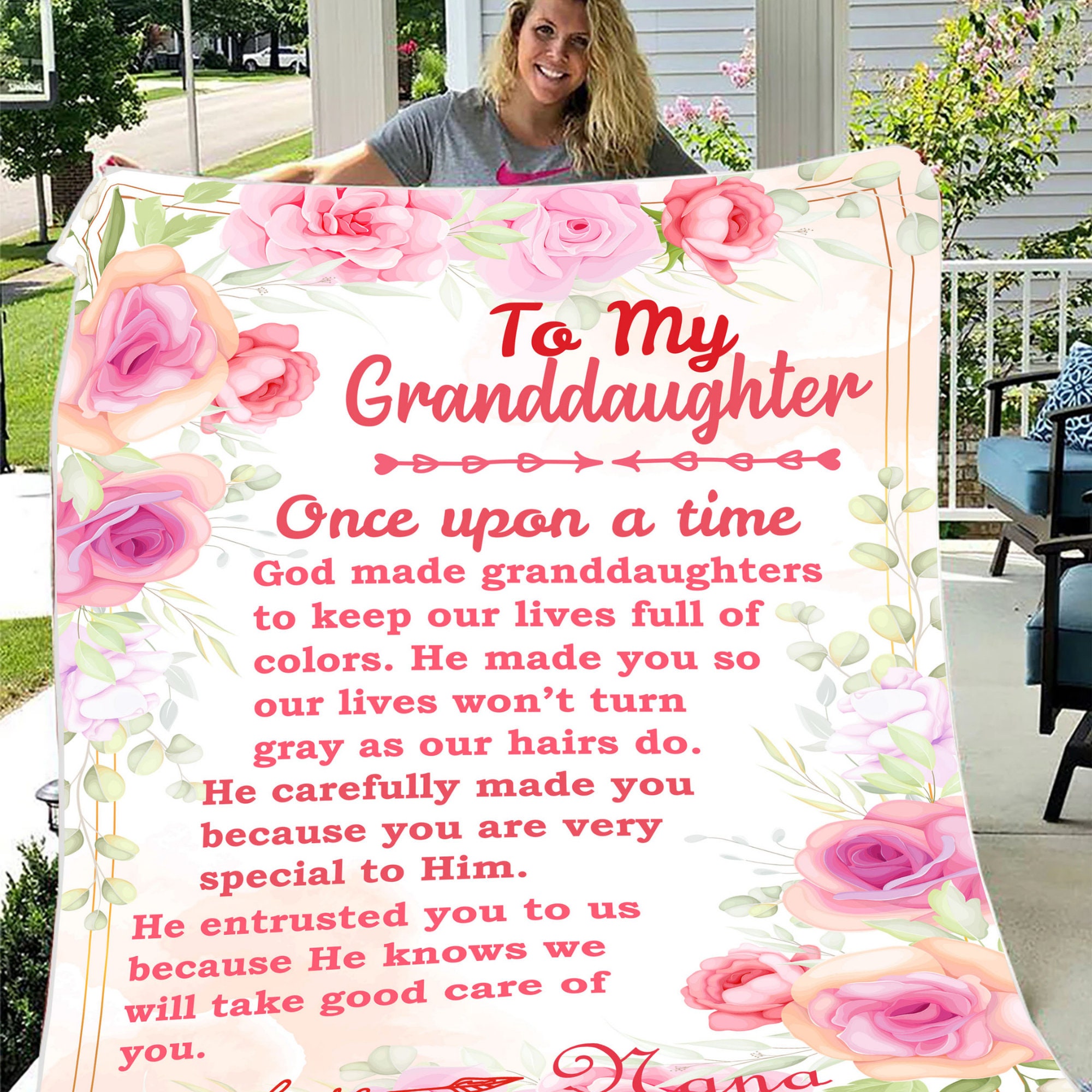 Personalized Granddaughter Velveteen Blanket: Custom Name Gift