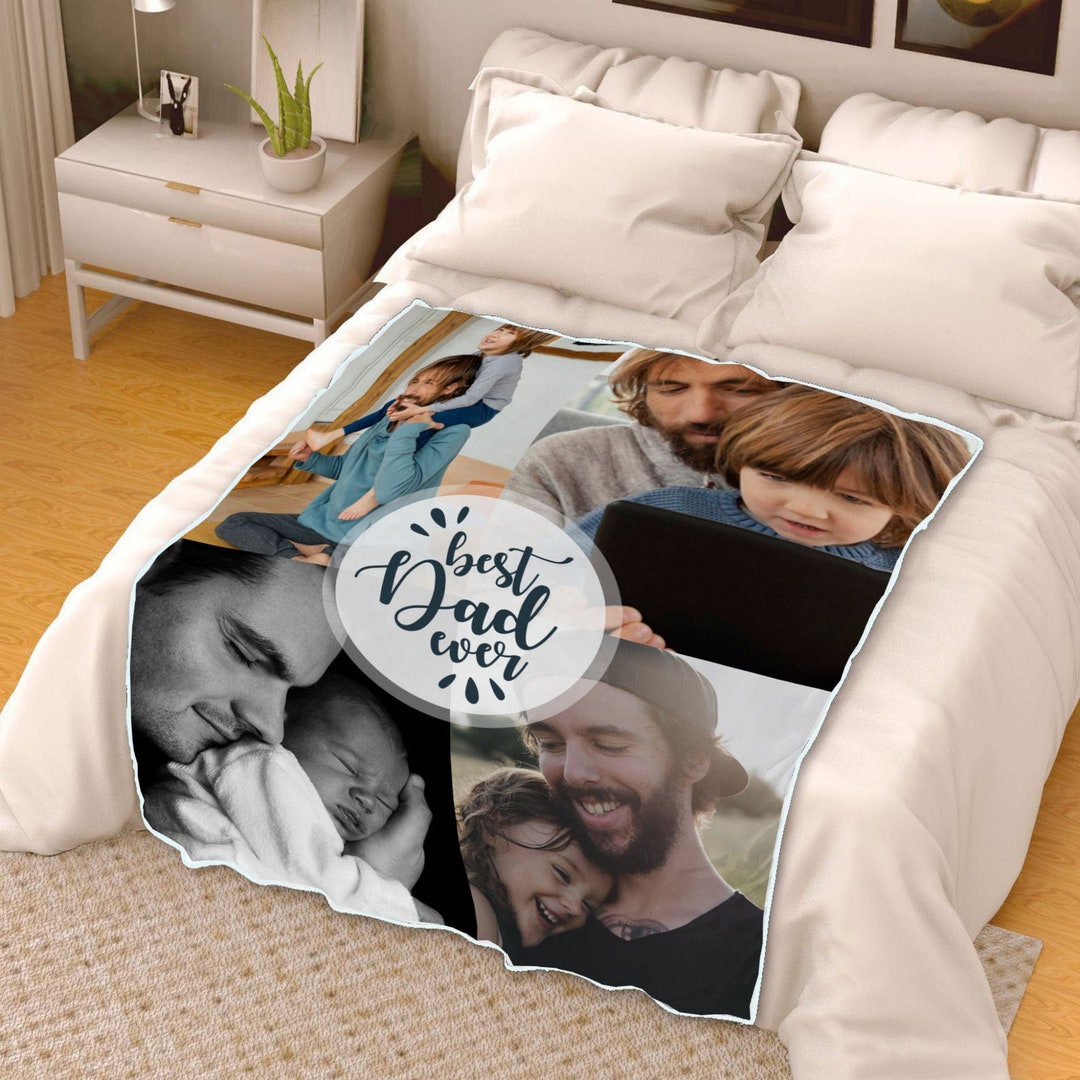 Best Dad Ever Blanket Personalized Photo Dad Blanket - Etsy