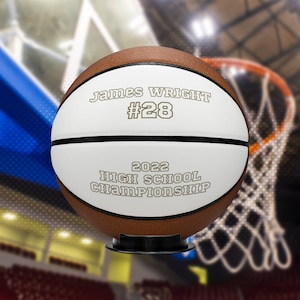 Gepersonaliseerde basketbal op volledige grootte: aangepaste naam en datum, coachcadeau
