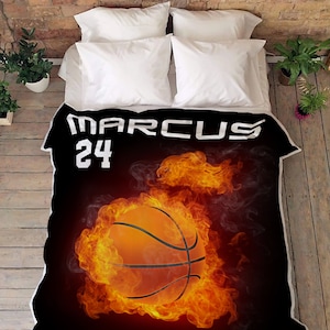 Personalized Basketball Name Blanket: Custom Velveteen Gift