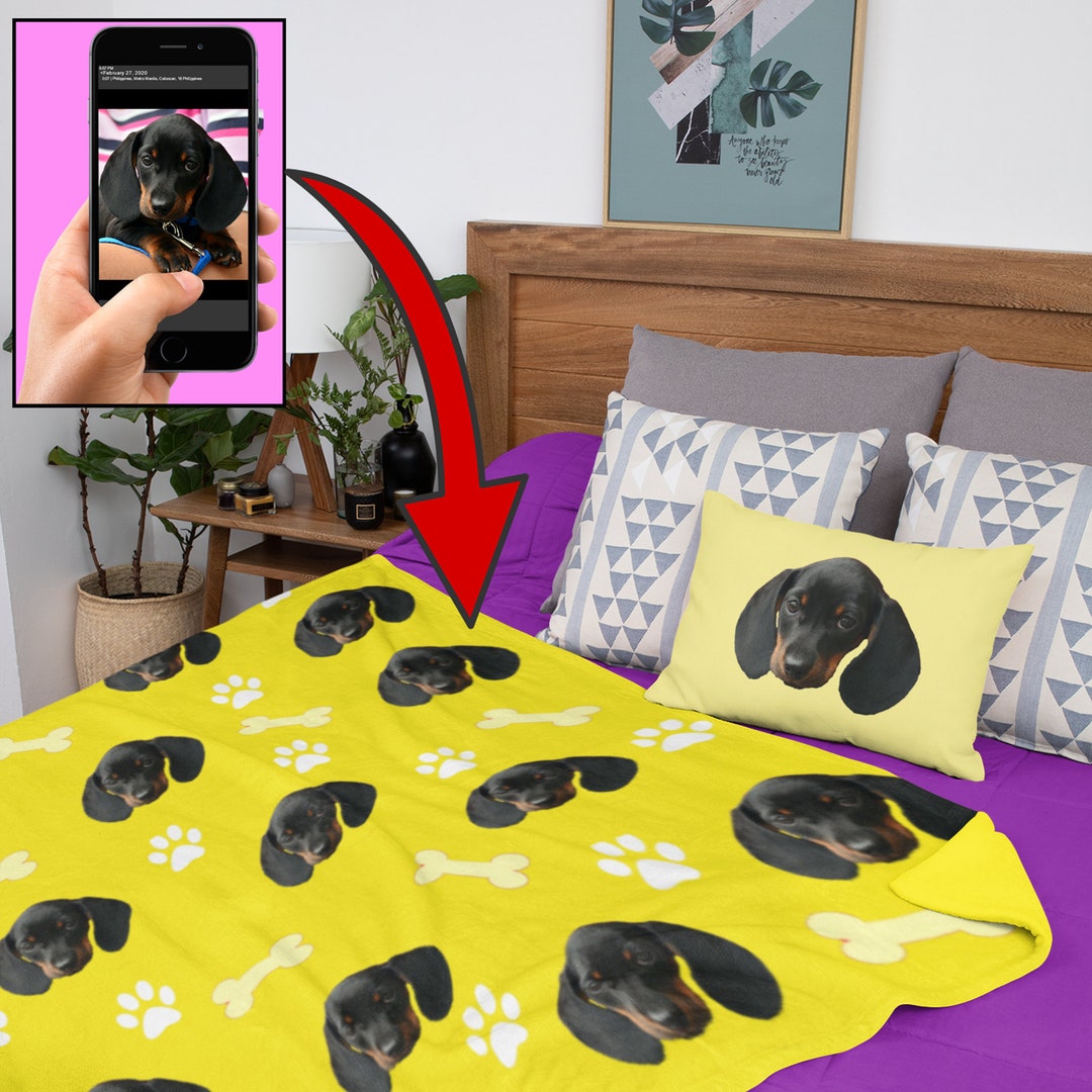 Your Dog on A Blanket Personalized Pet Photo Blanket Gift Etsy