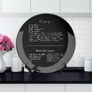 Recipe plate, Handwritten recipe plate, Ceramic Plate, Personalized recipe, Custom plate, Handwritten recipe, Kitchen gifts,