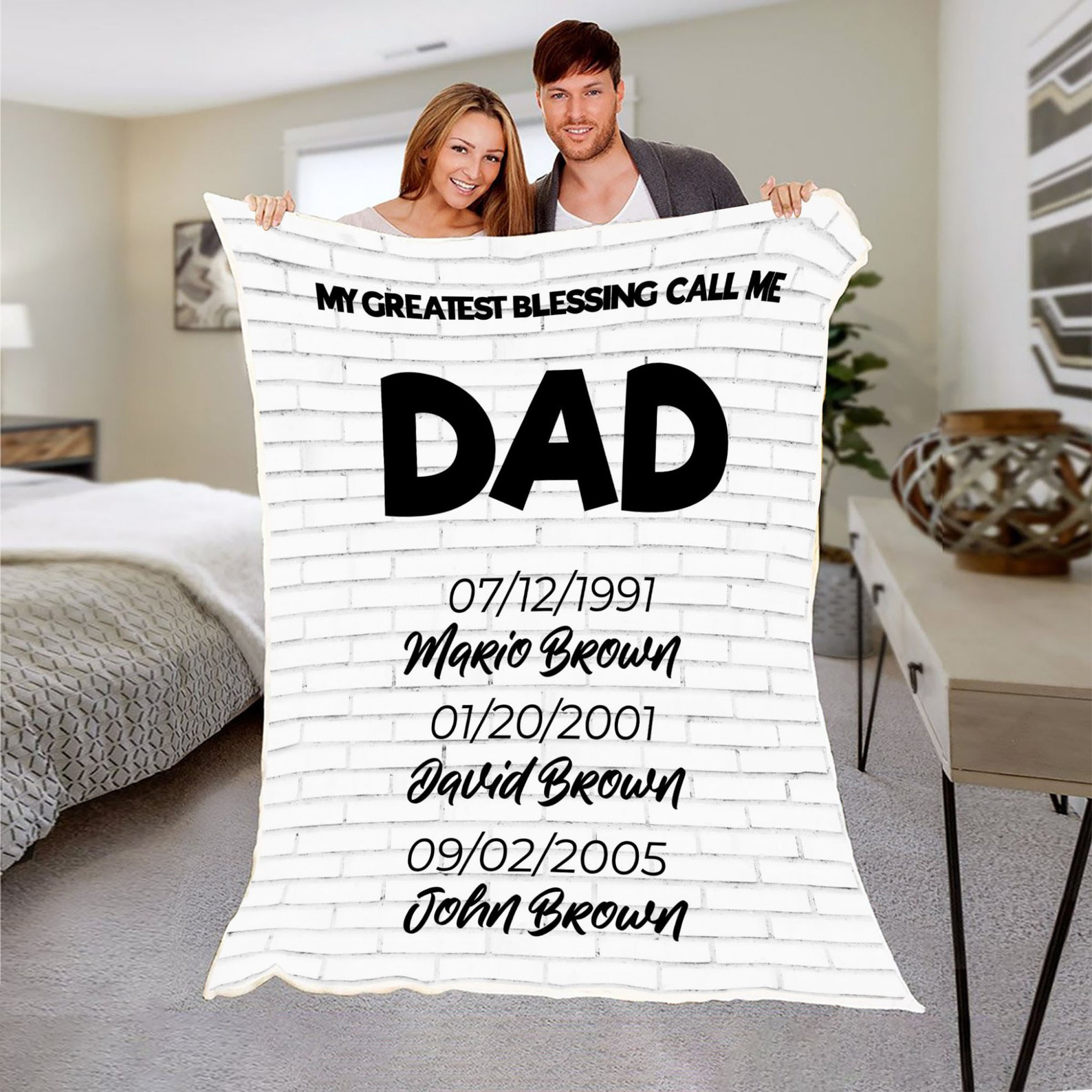 Custom Dad Blanket Gift Custom Name Blanket Custom Kids Etsy