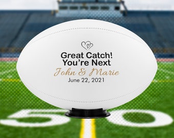 Balón de rugby personalizado de tamaño real, regalo de boda, con base de exhibición