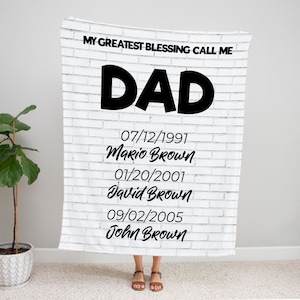 Custom Velveteen Dad Blanket: Personalized Names & Dates