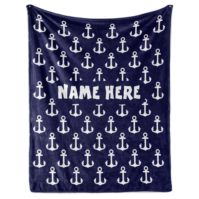 Red Anchor Nautical Pattern Print Hooded Blanket main image 1