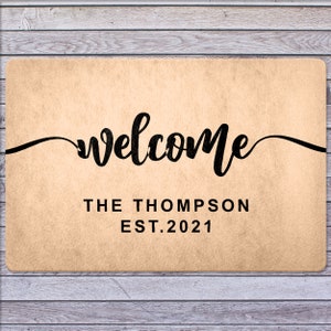 Personalized Family Name Doormat: Housewarming Welcome Mat
