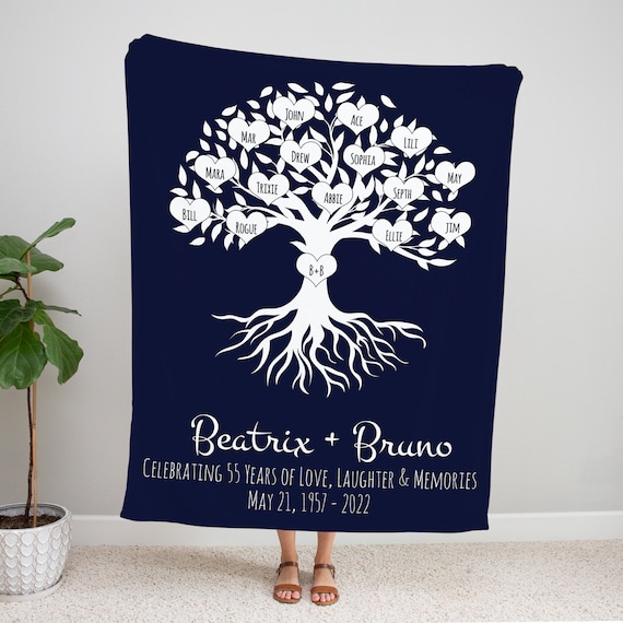 Personalized Family Tree Anniversary Blanket Family Tree Etsy