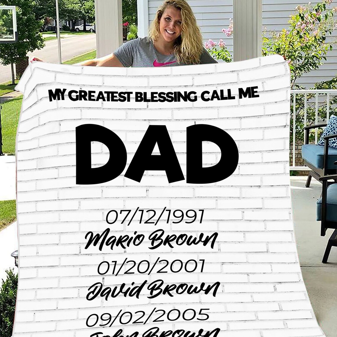 Custom Dad Blanket Gift Custom Name Blanket Custom Kids Etsy