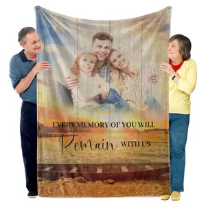 Personalized Photo Sympathy Blankets Made In USA Customized Memorial Sympathy Gift