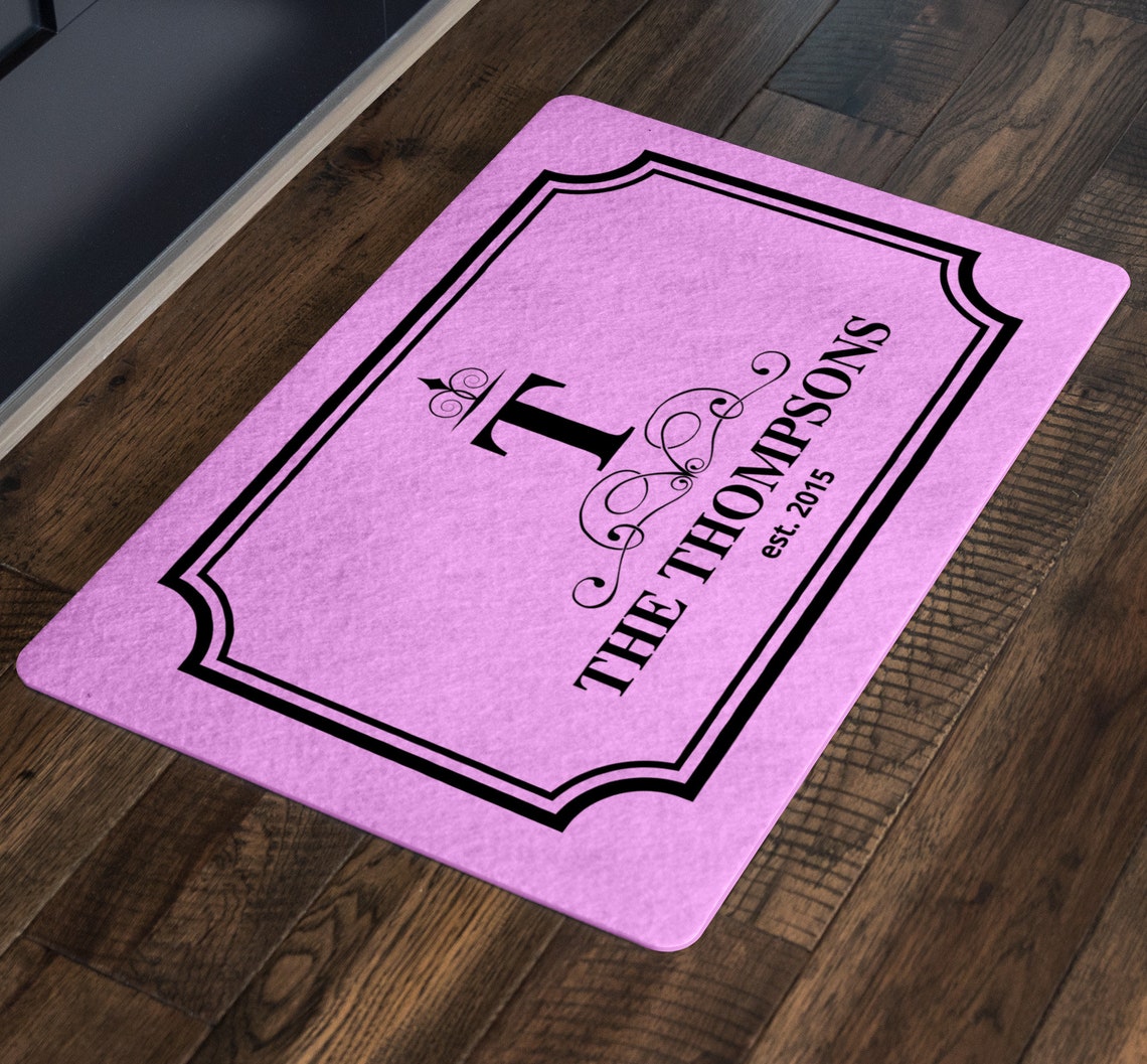 Personalized Monogram Last Name and Year Door Mat Etsy